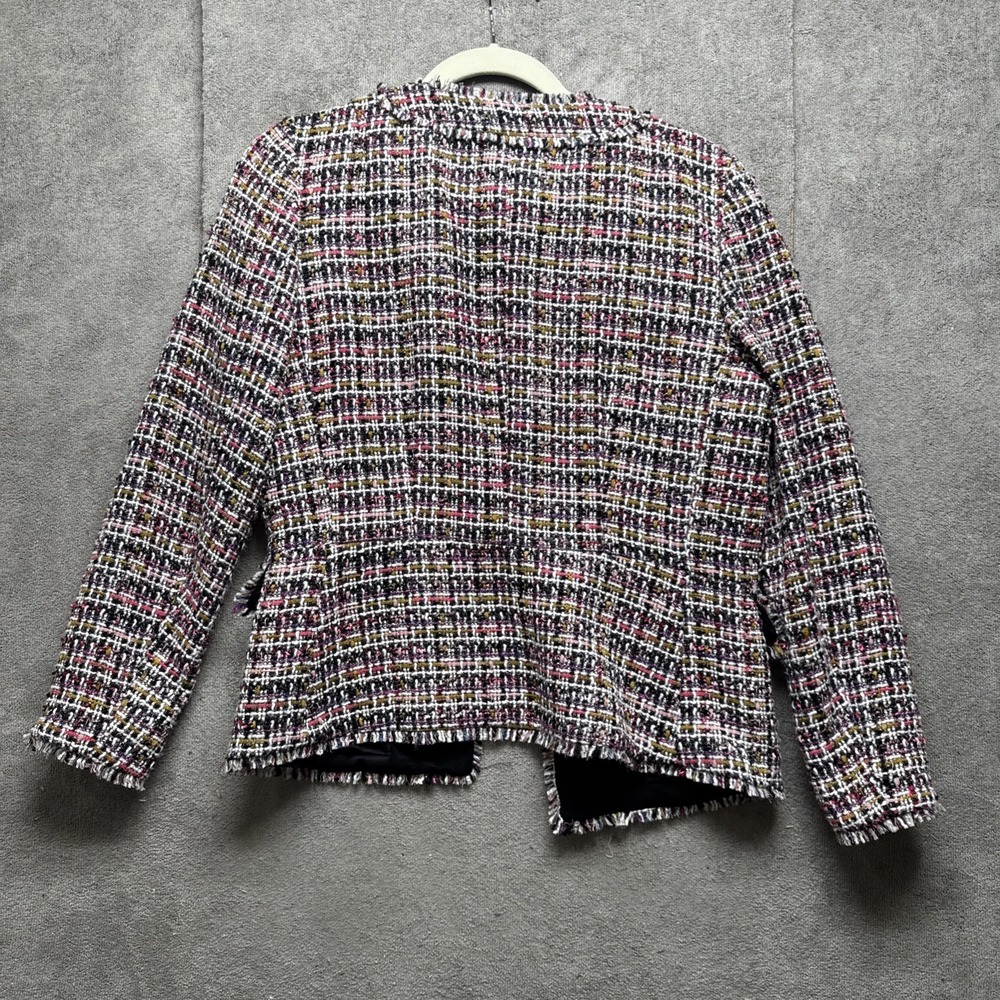 Ann Taylor Tweed Lady Jacker Blazer‎ 4 Pink Boucle Fringe Career Office Church - Picture 9 of 10